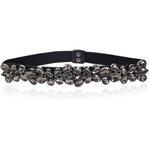 Women's Rhinestone Skinny Belt Floral Elastic Cummerbunds for Lady